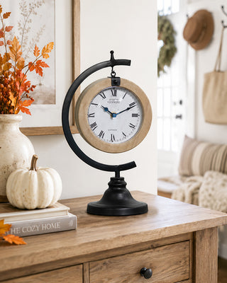 Suspended Farmhouse Mantel Clock with Wood Frame – 14 Inch