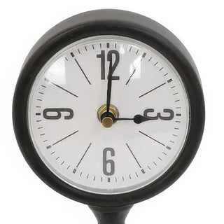 Black decorative table clock with vintage industrial design 12 inch