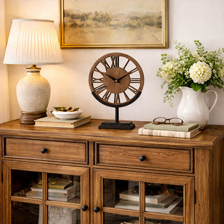Rustic Tabletop Stand Clock with Roman Numerals