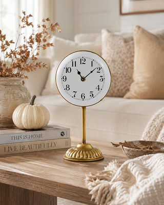 Vintage Gold Metal Retro Tabletop Clock