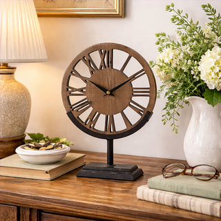 Rustic Tabletop Stand Clock with Roman Numerals