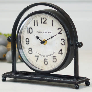 Vintage Family Scale Design Black Iron Tabletop Clock