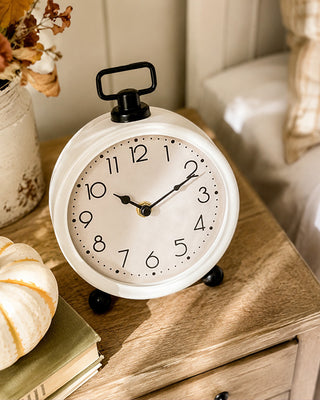 Aged Iron Table Clock with Ring Stand