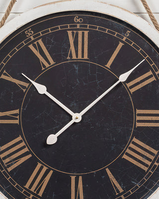 24 Inch Roman Numeral Pulley Wall Clock with Rope Hanger