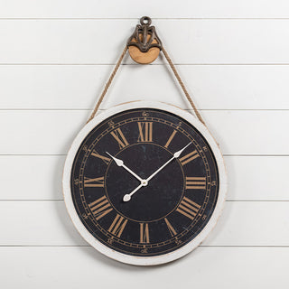 black and white farmhouse clock