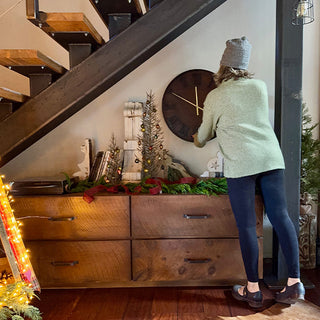 24 Inch Rustic Metal Wall Clock | Bronze Copper Finish with Roman Numerals & Gold Hands