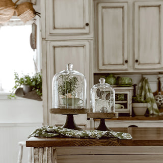 Vintage style cloche display stands kitchen countertop decor