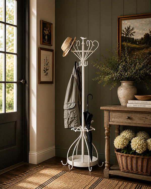 Metal Coat Rack with Bird Detail