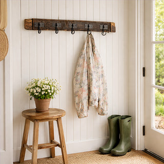 Rustic reclaimed wood wall hook rack entryway decor