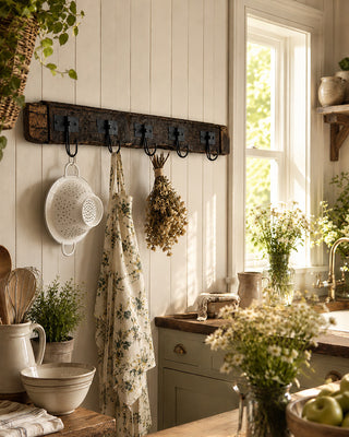 Rustic Recycled Wood Coat Rack | Farmhouse Wall Hook Organizer