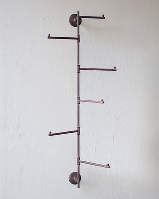 Industrial Vertical Wall-Mounted Coat Rack with 6 Rotating Arms