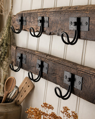 Rustic Recycled Wood Coat Rack, Set of 2