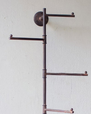 Industrial Vertical Wall-Mounted Coat Rack with 6 Rotating Arms