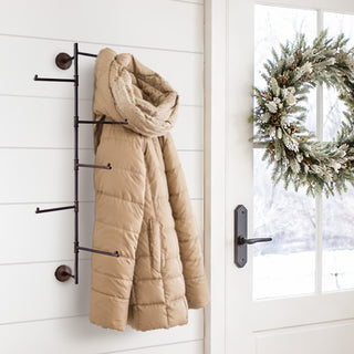 Industrial Vertical Wall-Mounted Coat Rack with 6 Rotating Arms