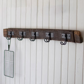 Farmhouse wall mounted coat rack reclaimed wood hooks