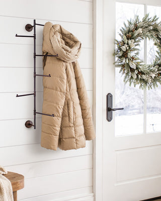 Industrial Vertical Wall-Mounted Coat Rack with 6 Rotating Arms