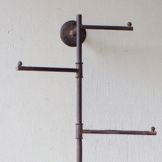 Industrial Vertical Wall-Mounted Coat Rack with 6 Rotating Arms