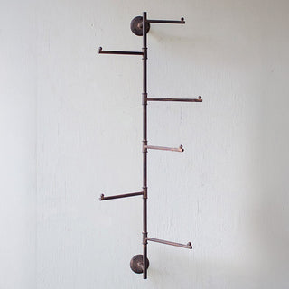 Industrial Vertical Wall-Mounted Coat Rack with 6 Rotating Arms