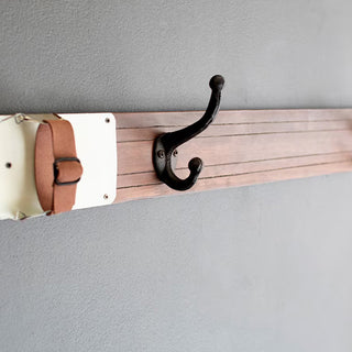 67 Inch Wall Mounted Rustic Wood and Metal Ski Coat Rack