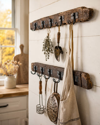 Rustic Recycled Wood Coat Rack, Set of 2