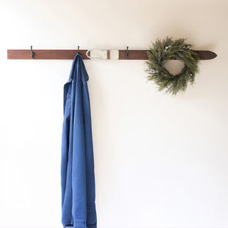 67 Inch Wall Mounted Rustic Wood and Metal Ski Coat Rack
