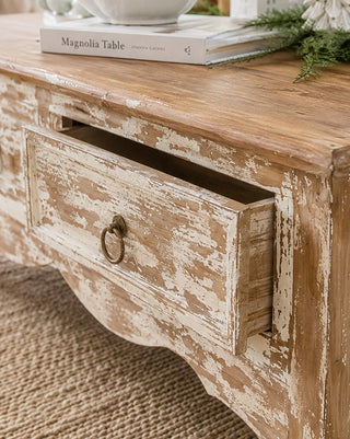 Timeworn Wood Coffee Table with Four Drawers