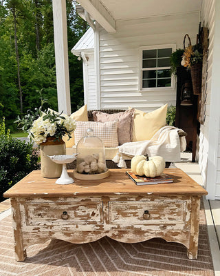 Timeworn Wood Coffee Table with Four Drawers