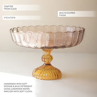 two tone glass fruit bowl ombre blush amber kitchen counter