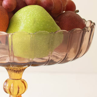 scalloped glass fruit bowl pink amber multicolored home decor