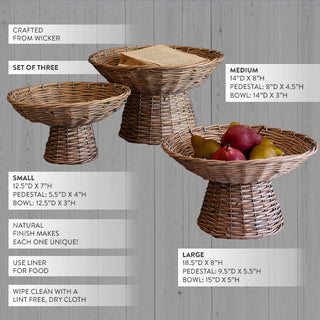 Woven Whispers Wicker Compotes, Set of 3 | Where Natural Meets Noteworthy