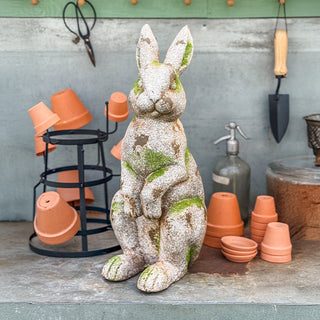 Faux concrete standing rabbit statue indoor garden decor