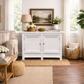 Gustavian White Wooden Storage Cabinet