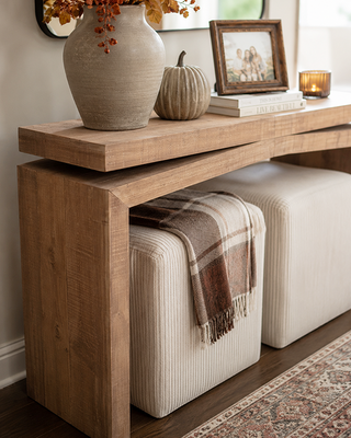 Rustic Wood Split Profile Console Table