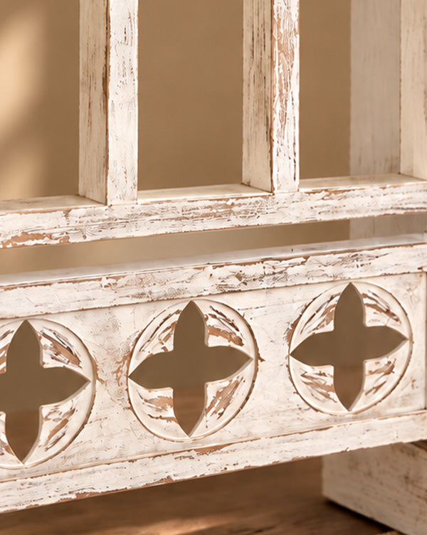 Distressed White Cathedral Arched Console Table
