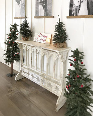 Distressed White Cathedral Arched Console Table