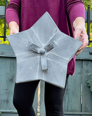 Galvanized Star Gift Boxes with Bow Lids, Set of 3