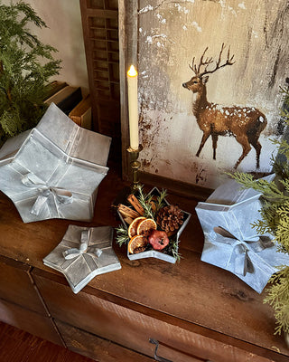 Galvanized Star Gift Boxes with Bow Lids, Set of 3