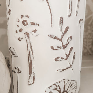 Botanical mushroom pattern ceramic canister rustic farmhouse style