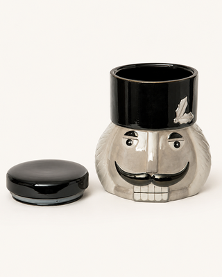 Elegant Nutcracker Cookie Jar Dolomite Gray Black Christmas Canister