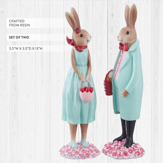13 Inch Easter Bunny Couple Figurines, Set of 2