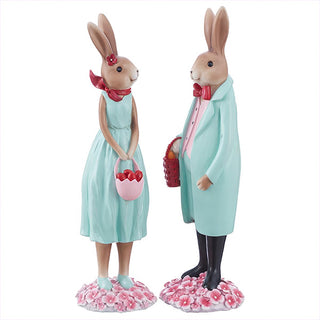 13 Inch Easter Bunny Couple Figurines, Set of 2