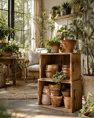 Natural Recycled Wood Slatted Storage Crates, Set of 2