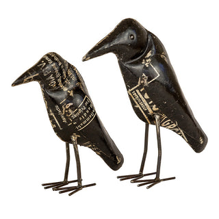 Antiqued Black Iron Crows, Set of 2