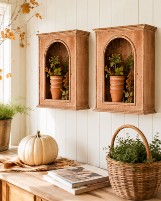 Rustic Heirloom Curio Cabinet, Set of 2