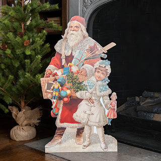 Vintage Storybook Traveling Santa Cutouts, Set of Two, Choose Your Size