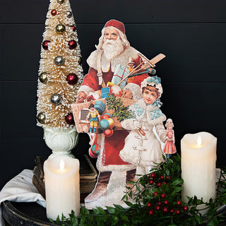 Vintage Storybook Traveling Santa Cutouts, Set of Two, Choose Your Size