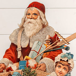 Vintage Storybook Traveling Santa Cutouts, Set of Two, Choose Your Size