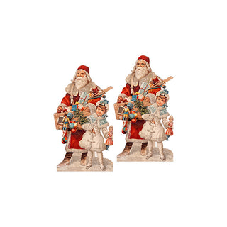 Vintage Storybook Traveling Santa Cutouts, Set of Two, Choose Your Size