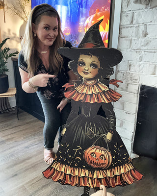 Indoor/Outdoor Life Sized Girl Witch Cutout | Spooky Season Collection