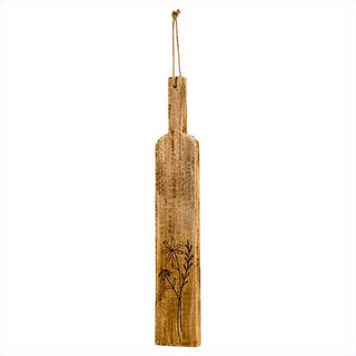 Flower Engraved Wooden Cutting Board - Rustic Paddle Wall Decor